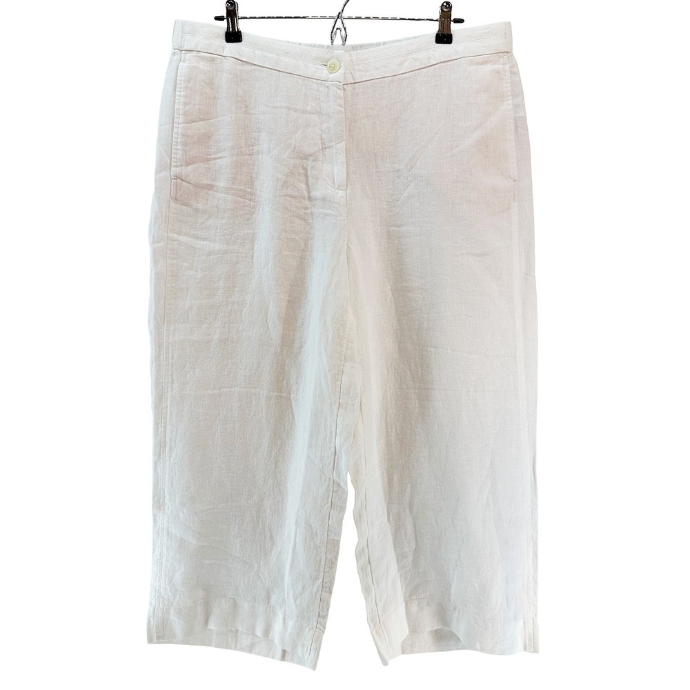 J. JILL 100% Linen Wide Leg High Rise Trouser Pants NWT • XL • white